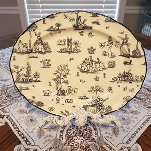 Vintage Black Toile Platter.